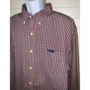 Chaps Ralph Lauren Sz XXL Red White Plaid Shirt Easy Care L/S Pocket Logo EUC